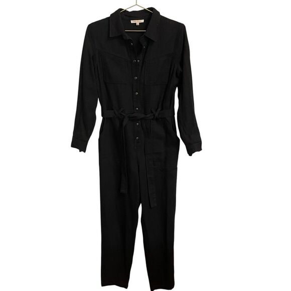 Stitch Fix Skies are Blue Black Long Sleeve Snap Button Utility Jumpsuit Small - Picture 2 of 9